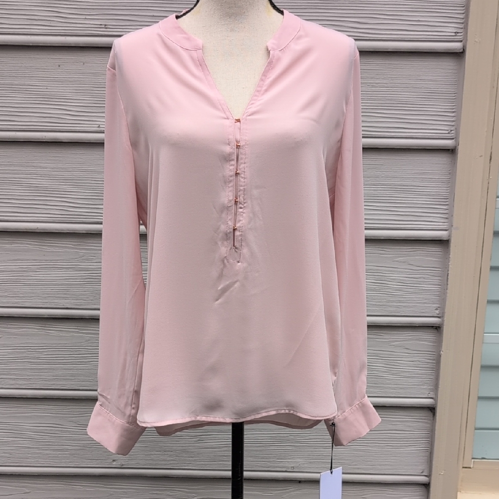 NWT Ivanka Trump V-Neck Blouse | Ivanka Trump Pink Henley Blouse